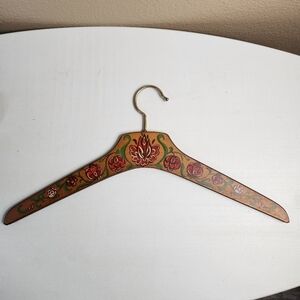 Vintage Handpainted Floral Folk Art Wooden Hanger